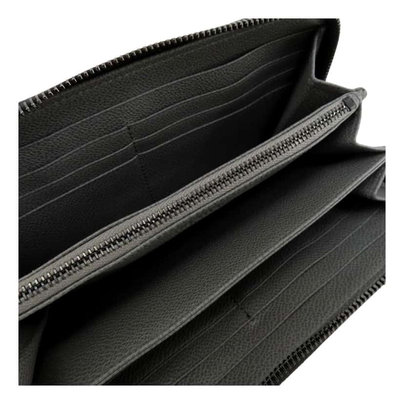 Prada Prada Vitello Grain Long Black and Grey Zip Around Continental Wallet Black Leather Never worn, with tag - Box View