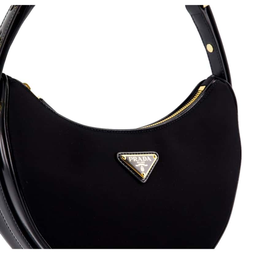 Prada Prada Arqu√© Re-Nylon and Brushed Leather Black Shoulder Bag Black Never worn, with tag - Inside View