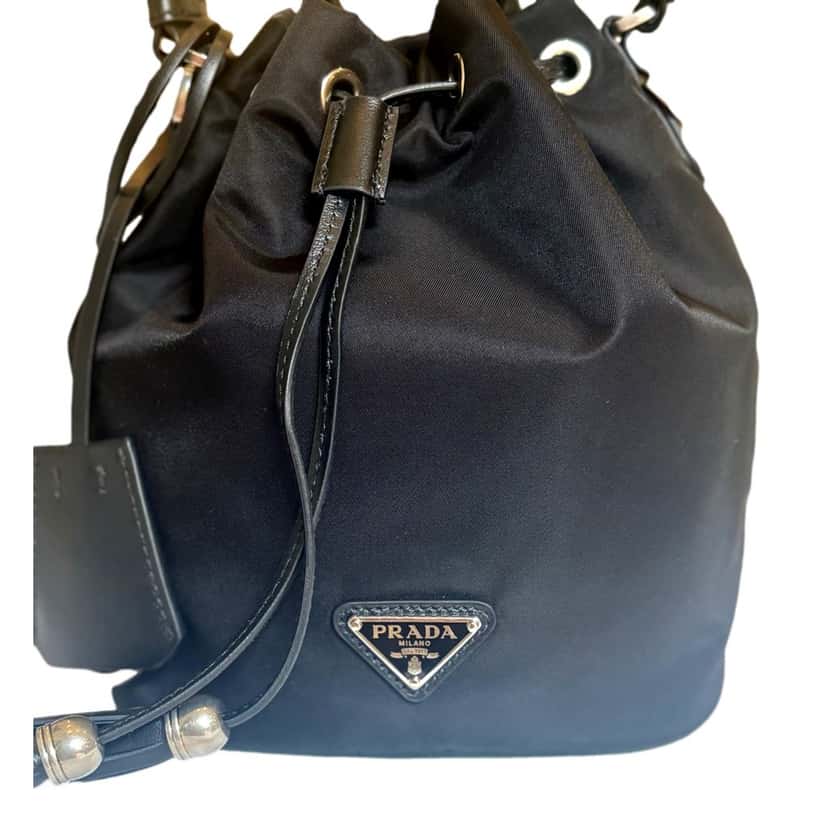 Prada Prada Re-Nylon Black Tassel Drawstring Bucket Bag Black Never worn, with tag - Inside View