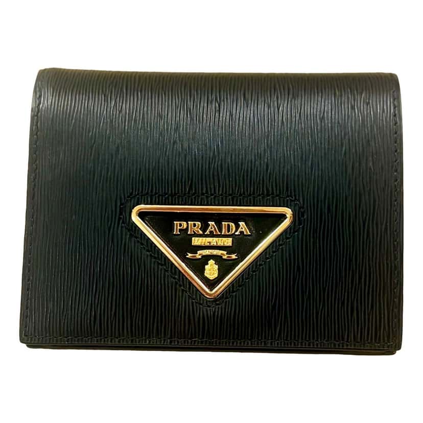 Prada Prada Vitello Move Nero Black Triangle Logo Leather Bifold Snap Wallet Black Leather Never worn, with tag - Front View