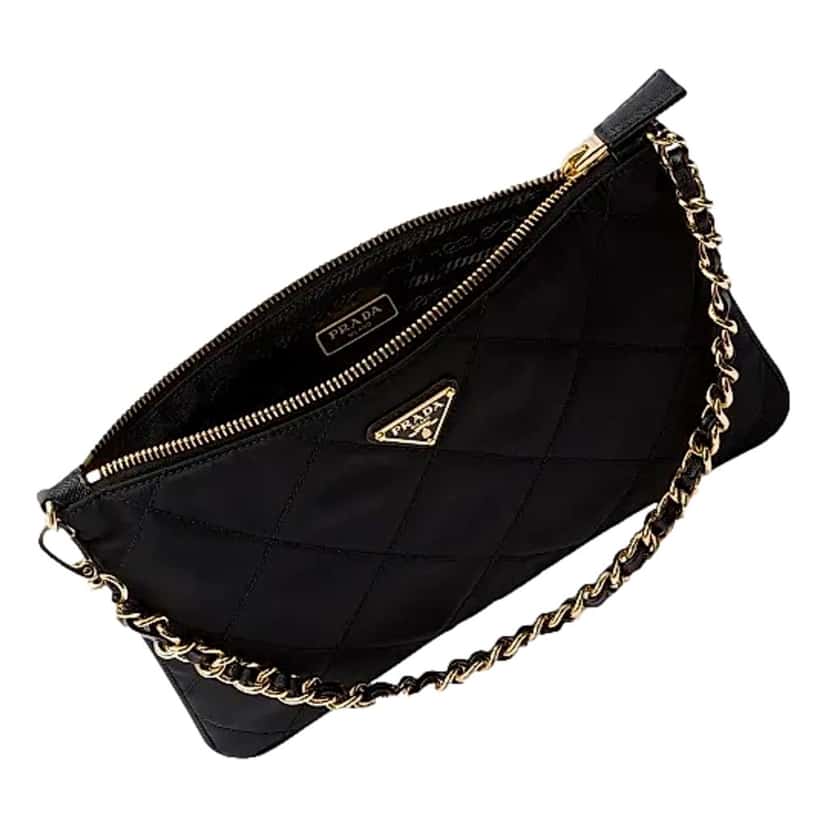 Prada Prada Re-Edition 1995 Black Gold  Re-Nylon Pouch Handbag Black Never worn, with tag - Inside View