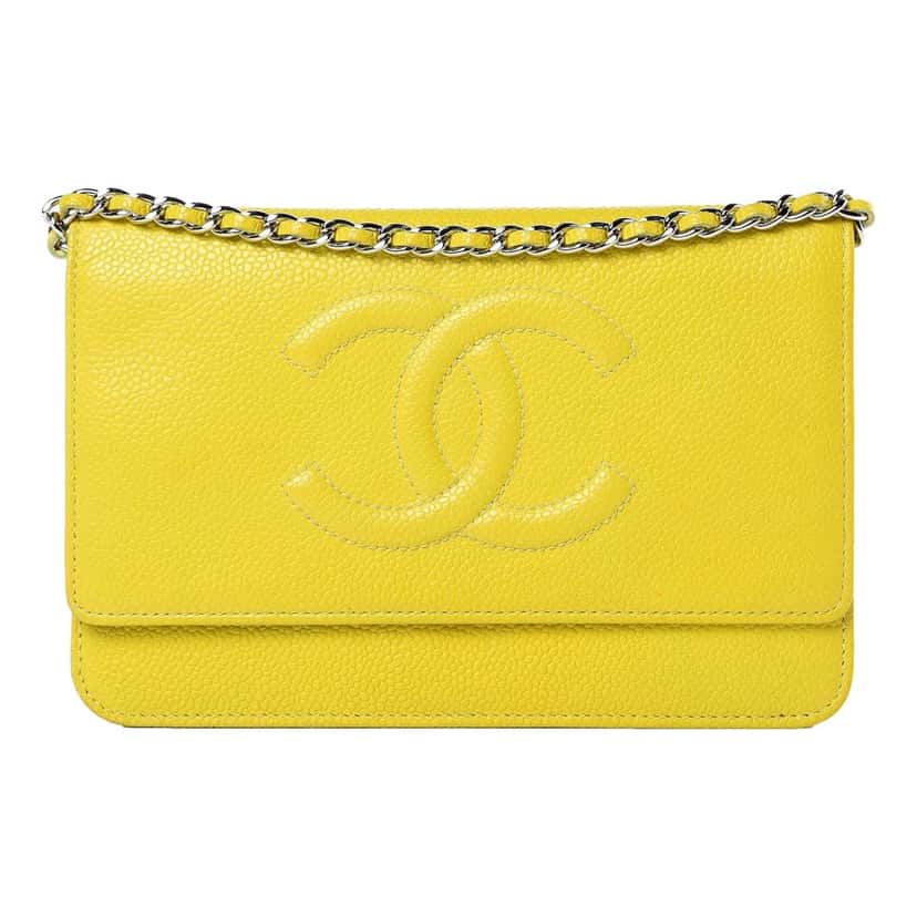Chanel Chanel Timeless Wallet on Chain Caviar Leather Neon Yellow Yellow Leather Very good condition - Front View