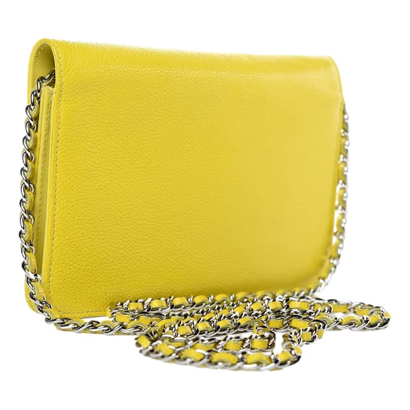 Chanel Chanel Timeless Wallet on Chain Caviar Leather Neon Yellow Yellow Leather Very good condition - Back View