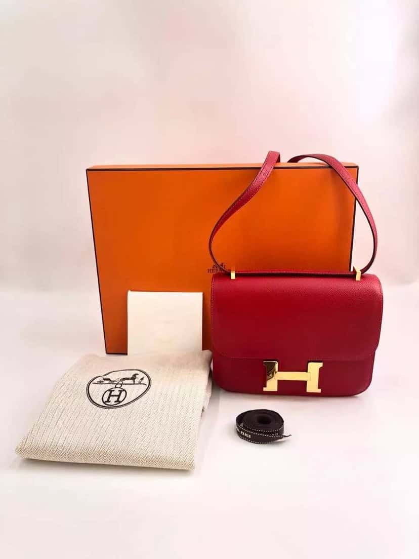 Hermès Constance Epsom Shoulder Bag Red Leather Very good condition - Back View