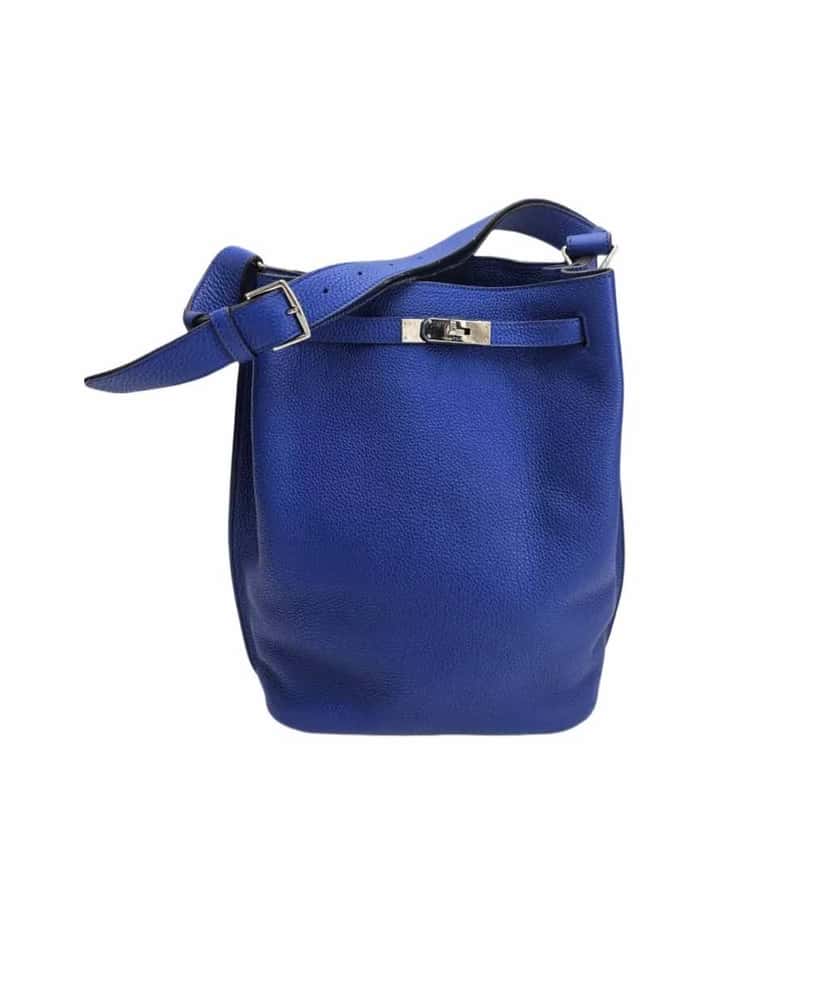 Hermès So Kelly Togo Leather Blue Leather Very good condition - Front View