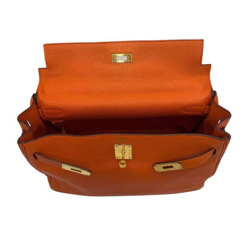 Hermès Kelly 35 Clemence Leather Orange Leather Good condition - Model View