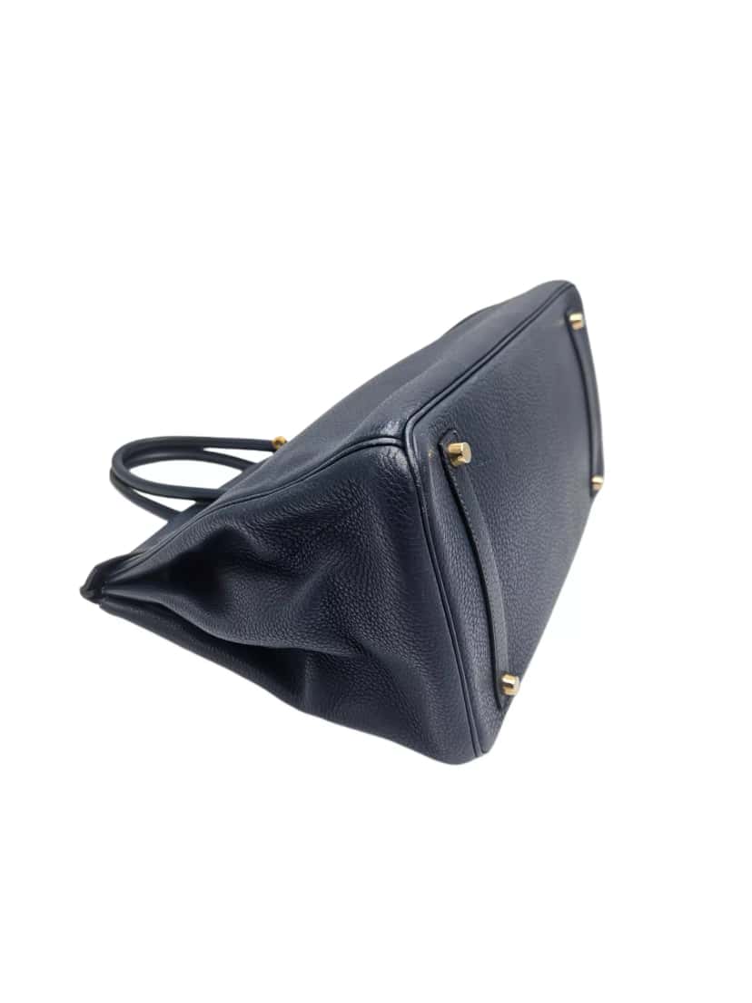 Hermès Birking 35 Clemence Gold Blue Leather Gold Good condition - Back View