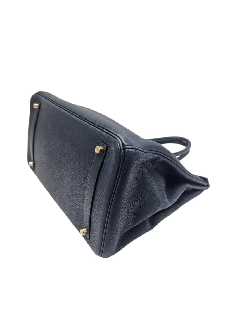 Hermès Birking 35 Clemence Gold Blue Leather Gold Good condition - Model View