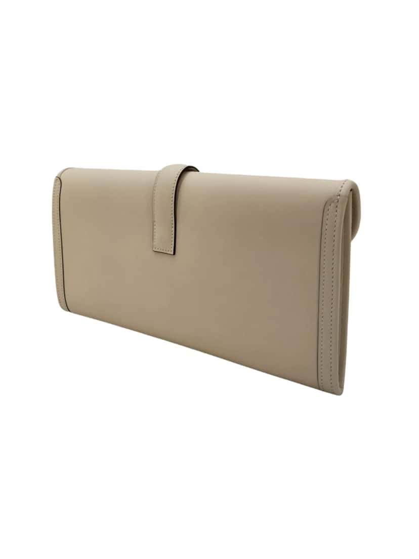 Hermès Pochette Jige Elan Clutch White Leather Never worn - Back View