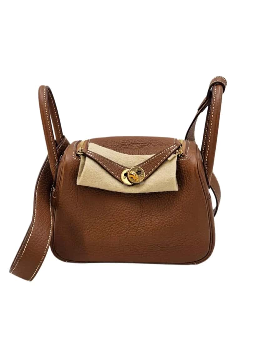 Hermès Mini Lindy Gold Hardware Brown Leather Gold Very good condition - Back View
