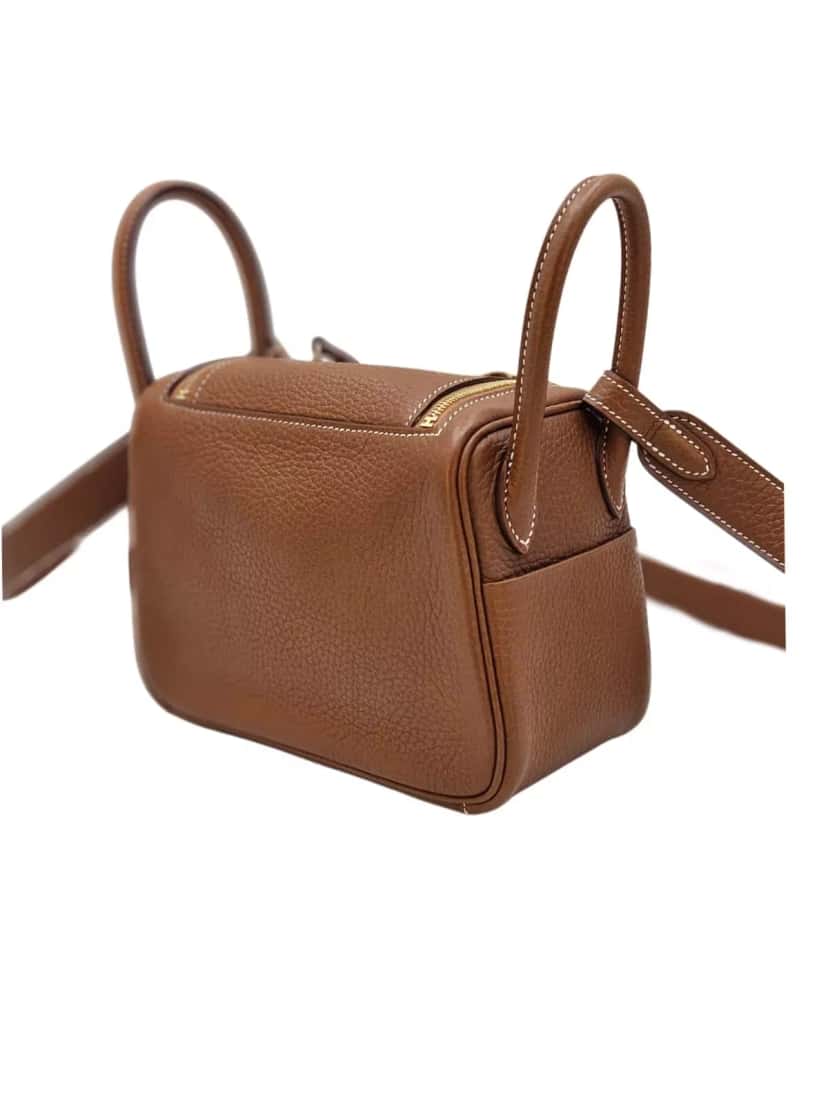 Hermès Mini Lindy Gold Hardware Brown Leather Gold Very good condition - Inside View