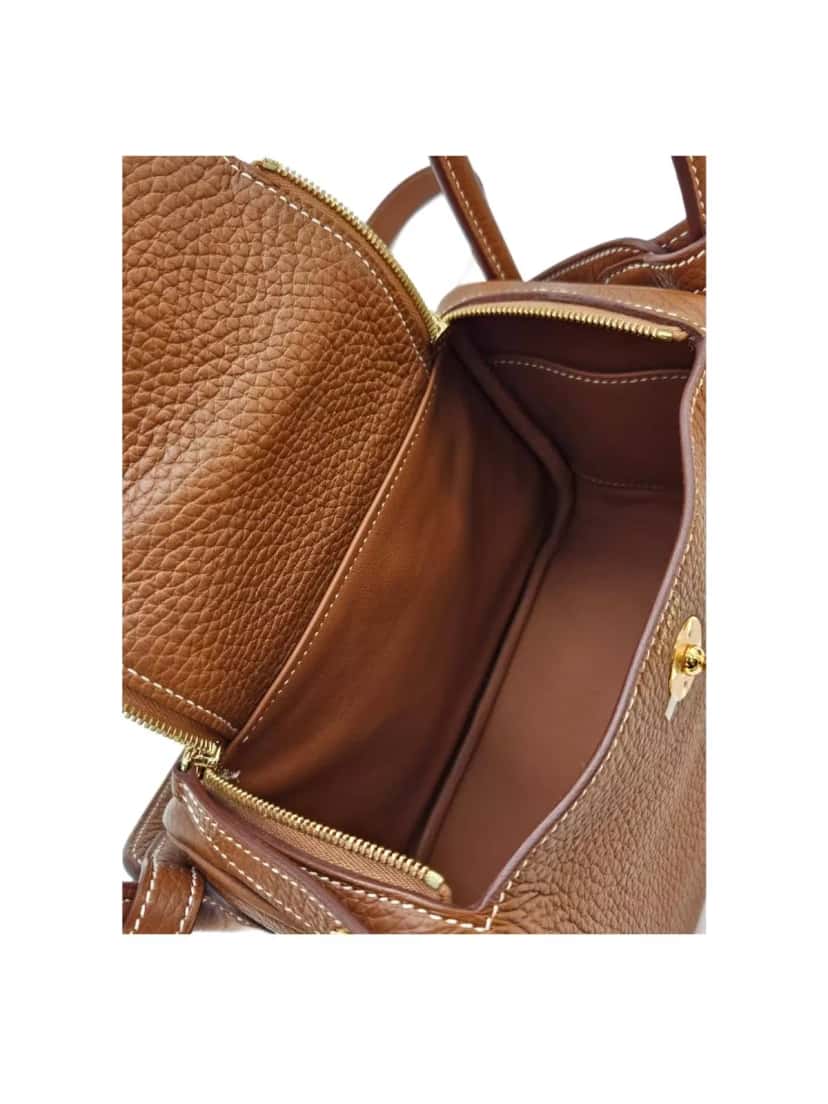 Hermès Mini Lindy Gold Hardware Brown Leather Gold Very good condition - Box View