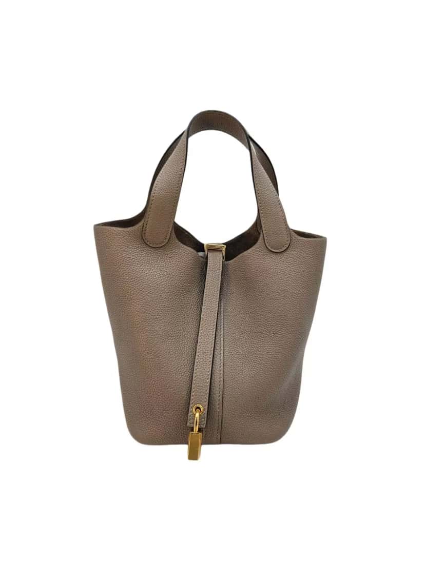 Hermès Picotin 18 Gris Togo Grey Leather Very good condition - Front View