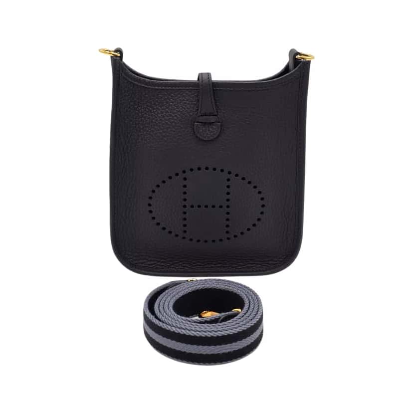 Hermès Black/Gray Leather Evelyne Black Leather Very good condition - Front View