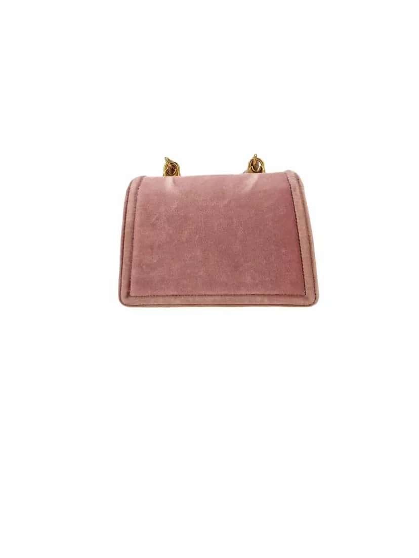 Dolce & Gabbana Devotion Velvet Top Handle Pink Leather Good condition - Back View