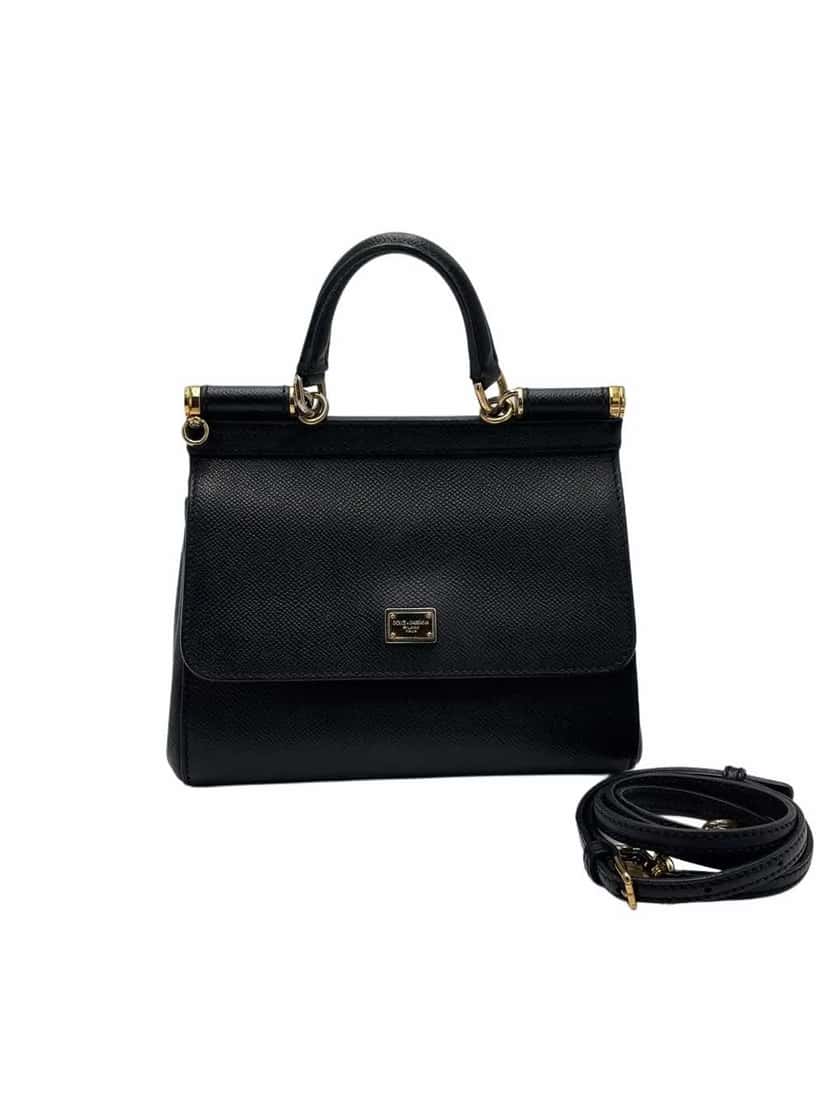 Dolce & Gabbana Miss Sicily Grain Bag Black Leather Good condition - Front View