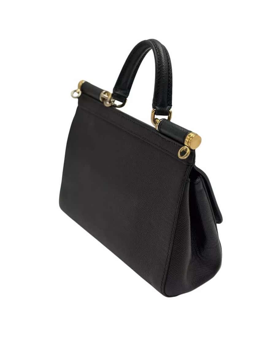 Dolce & Gabbana Miss Sicily Grain Bag Black Leather Good condition - Back View