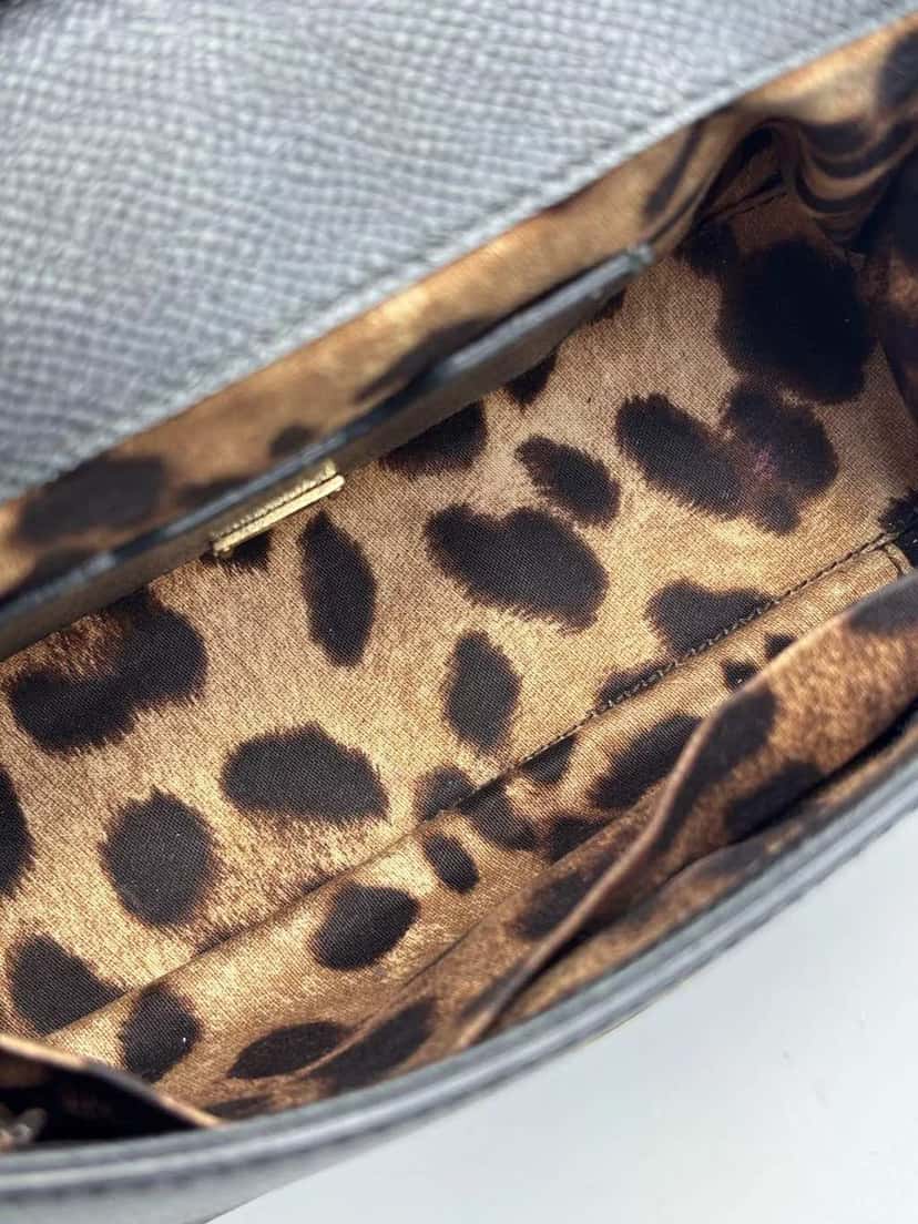 Dolce & Gabbana Miss Sicily Grain Bag Black Leather Good condition - Model View