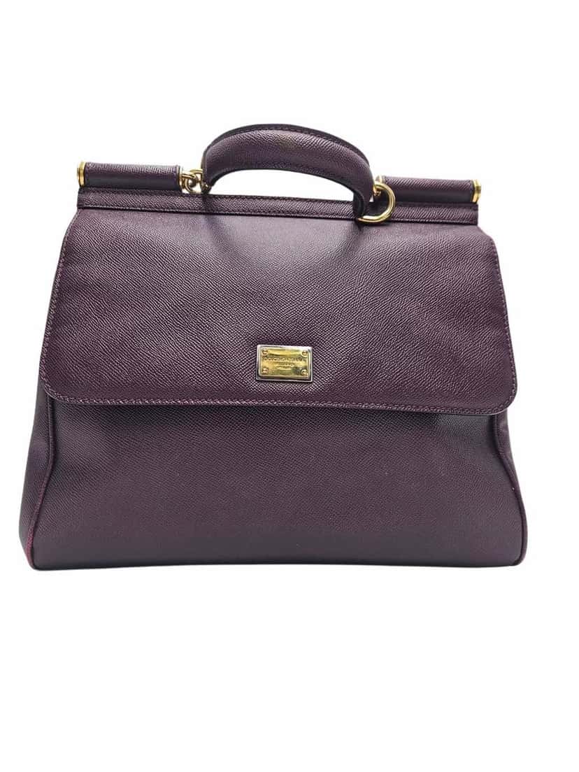 Dolce & Gabbana Miss Sicily Purple Handbag Purple Leather Good condition - Front View