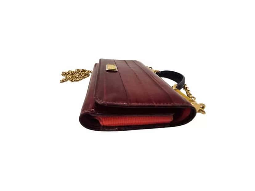Dolce & Gabbana Tricolor Eel Sicily Bag Burgundy Leather Very good condition - Model View