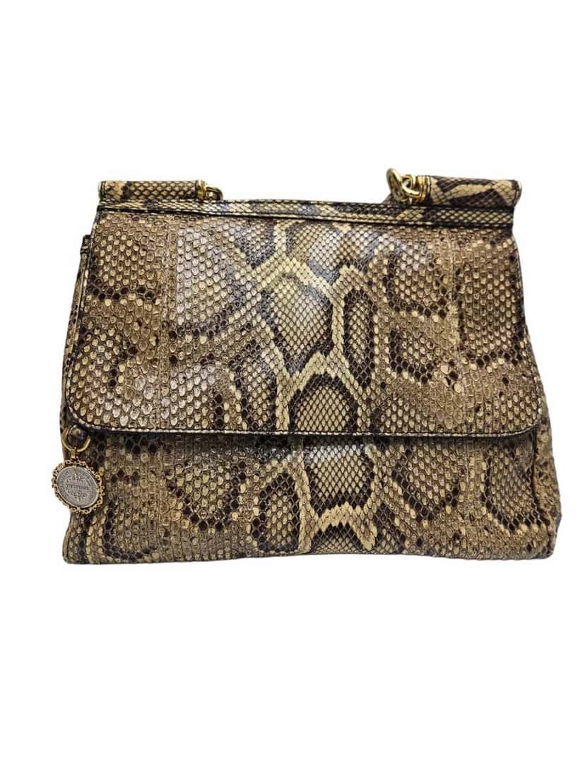 Dolce & Gabbana Yellow Python Sicily Bag Yellow Leather Good condition - Front View