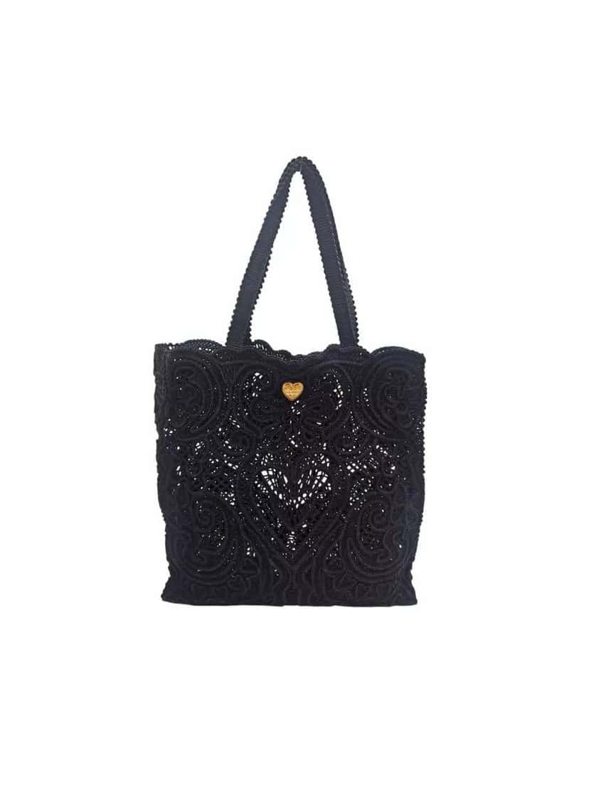 Dolce & Gabbana Beatrice Lace Tote Bag Black Very good condition - Back View