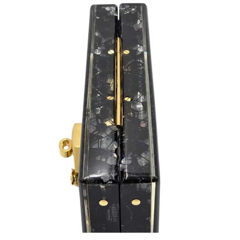 Dolce & Gabbana Black Lace Dolce Clutch Black Leather Very good condition - Inside View