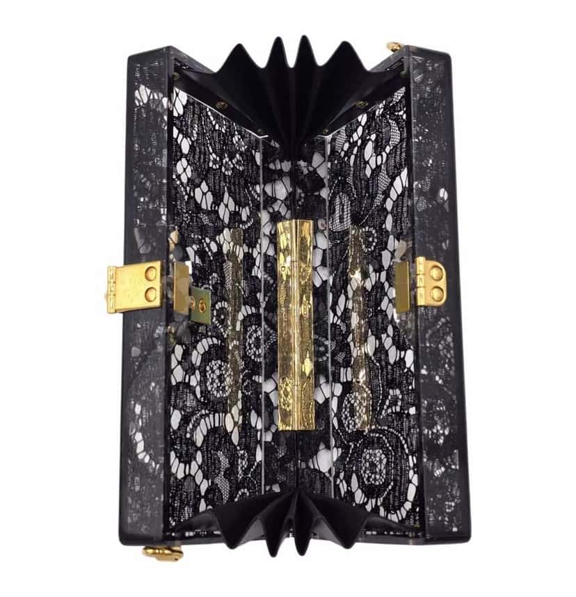 Dolce & Gabbana Black Lace Dolce Clutch Black Leather Very good condition - Box View