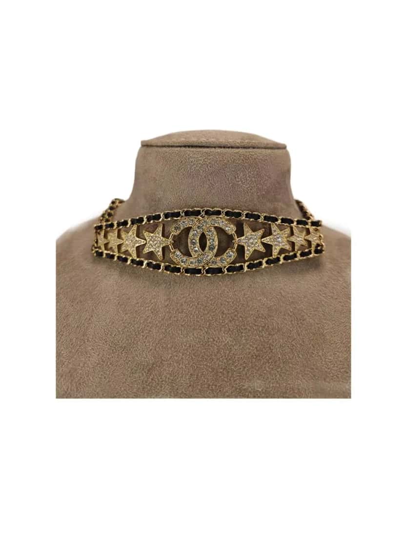Chanel Leather & Strass Choker Gold Leather Very good condition - Inside View