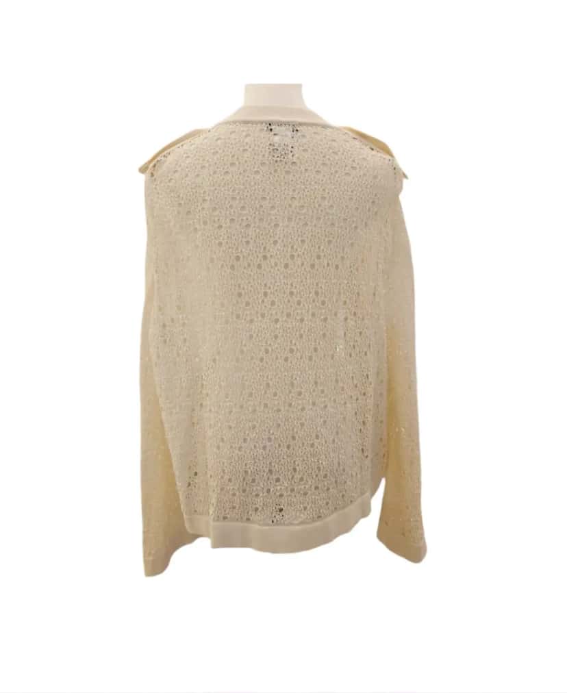 Chanel Perforated Crochet Knit Cardigan White Very good condition - Box View