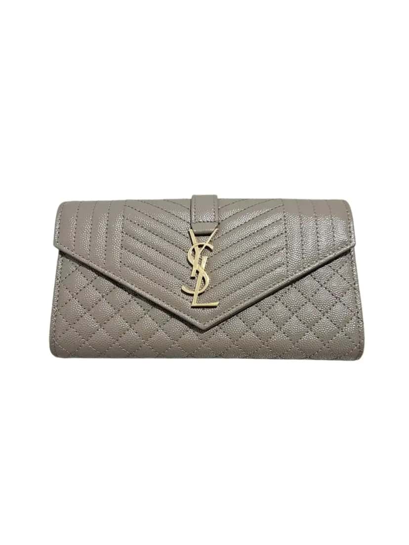 Saint Laurent Envelope Small Grey Wallet Grey Leather Very good condition - Front View