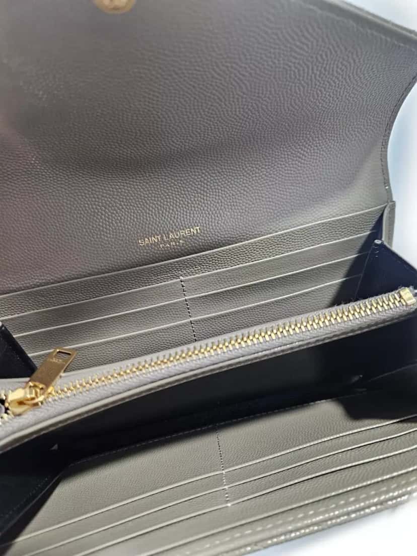 Saint Laurent Envelope Small Grey Wallet Grey Leather Very good condition - Box View