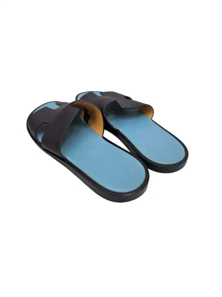 Hermès Blue Izmir Flat Sandals Blue Leather Very good condition - Inside View