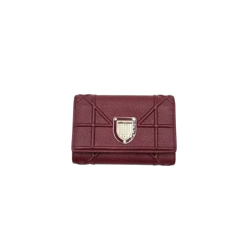 Christian Dior Elancee Trifold Wallet Burgundy Leather Very good condition - Front View