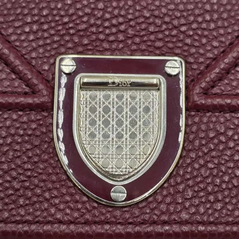 Christian Dior Elancee Trifold Wallet Burgundy Leather Very good condition - Box View