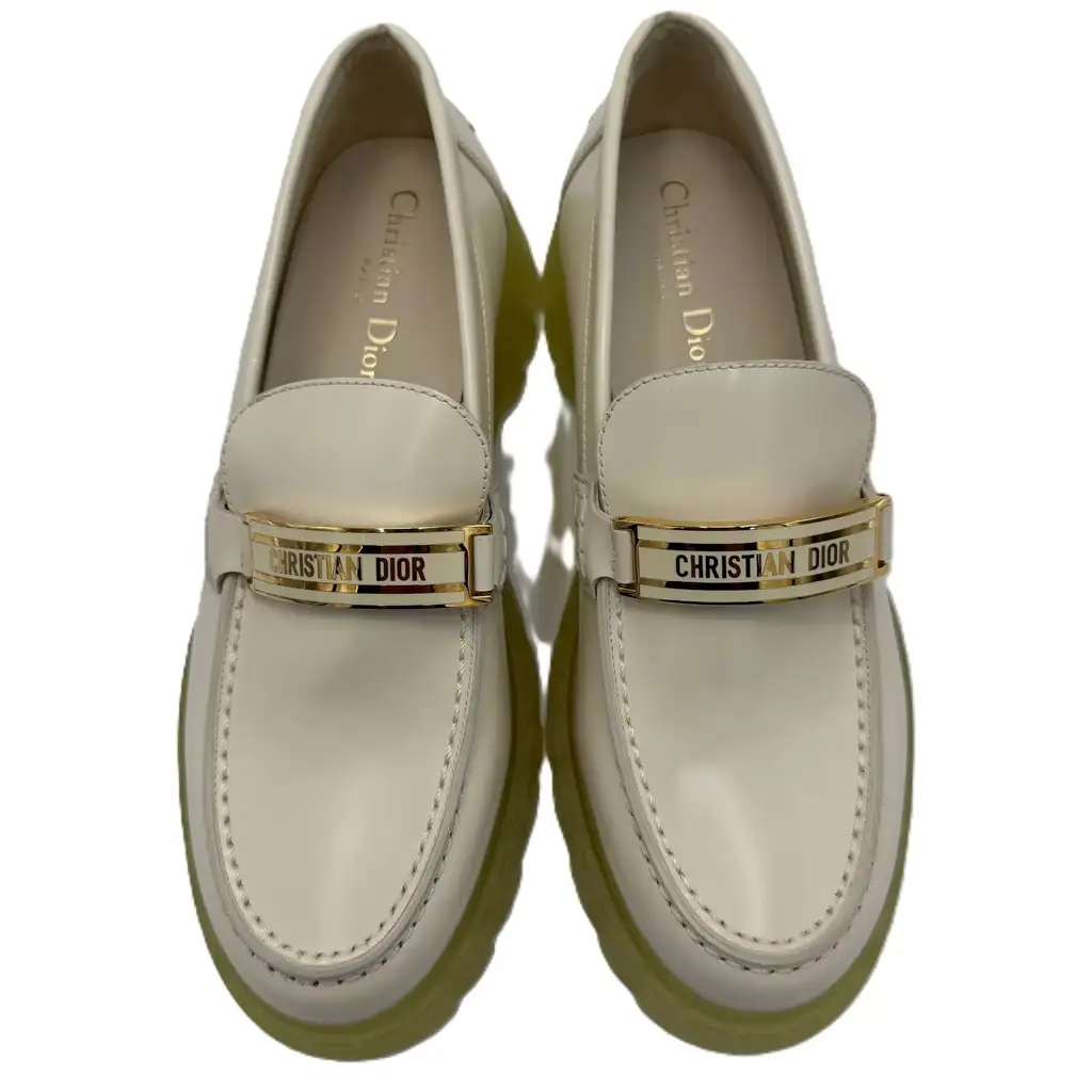 Christian Dior White Leather Code Loafers White Leather Very good condition - Box View