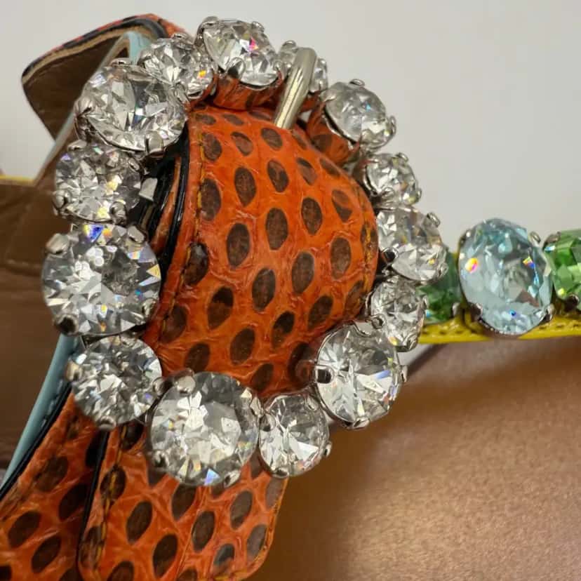 Dolce & Gabbana Women's Flip Flops Slides Brown Leather Good condition - Inside View