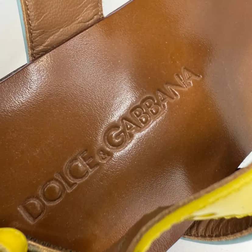 Dolce & Gabbana Women's Flip Flops Slides Brown Leather Good condition - Box View