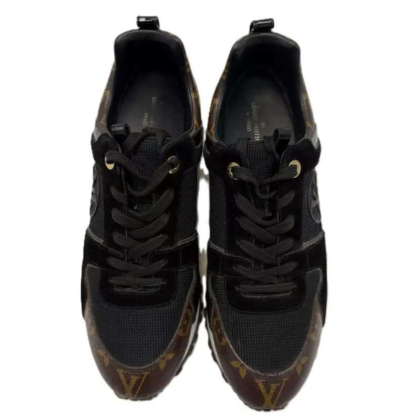 Louis Vuitton Monogram Run Away Sneakers Black Leather Very good condition - Model View