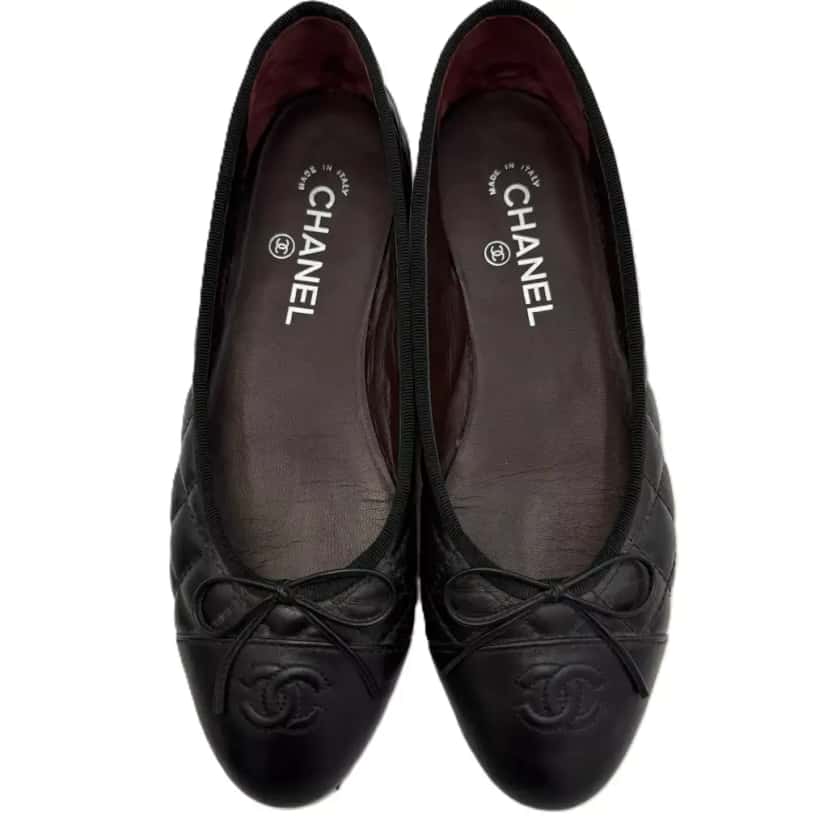 Chanel Aged Calfskin Ballerina Flats Black Leather Very good condition - Box View