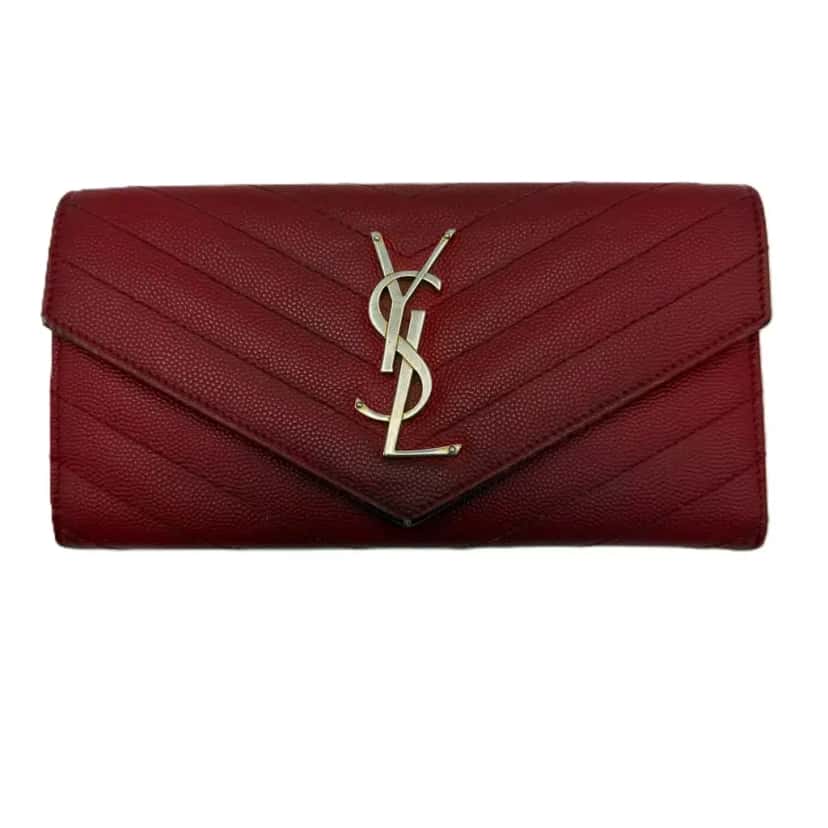 Saint Laurent Red Matelasse Envelope Wallet Red Leather Good condition - Front View