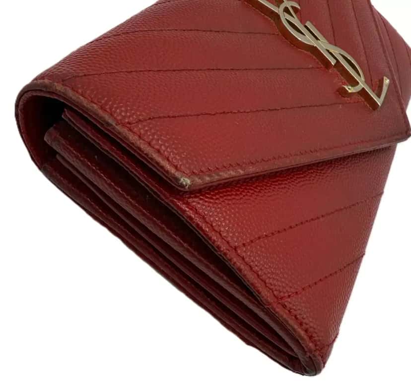Saint Laurent Red Matelasse Envelope Wallet Red Leather Good condition - Inside View