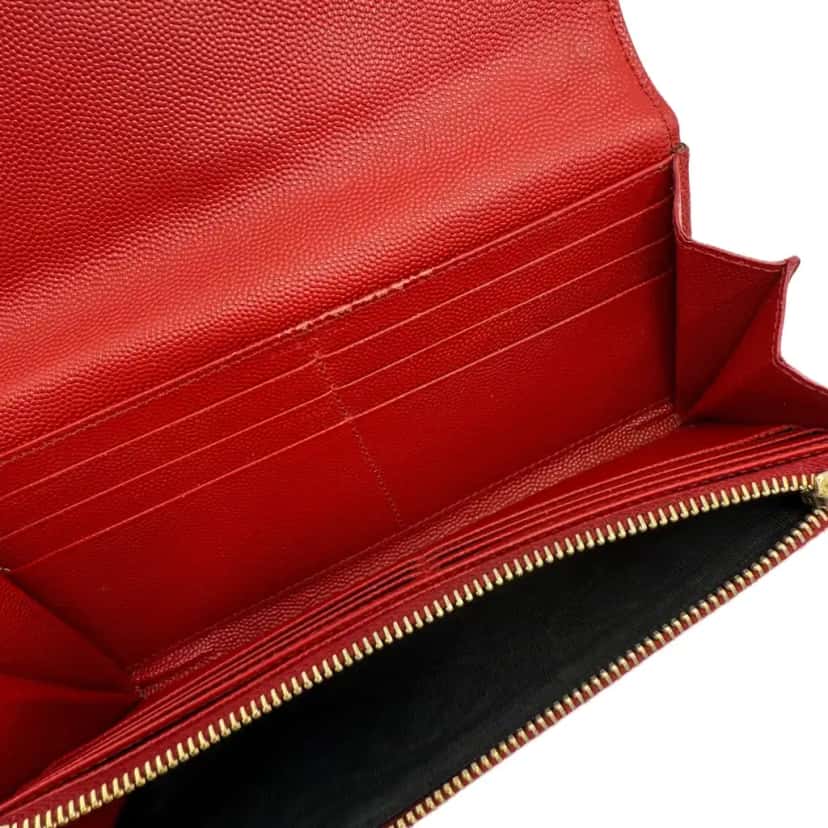 Saint Laurent Red Matelasse Envelope Wallet Red Leather Good condition - Box View