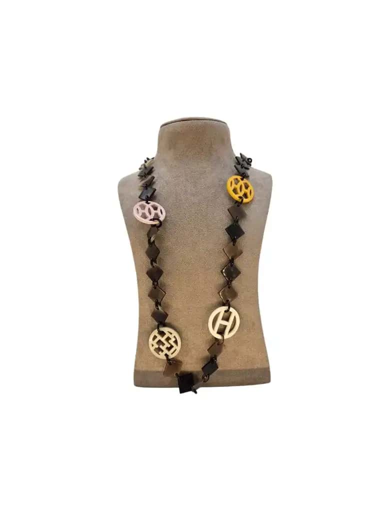 Hermès Buffalo Horn Lacquer Necklace MultiColor Good condition - Front View