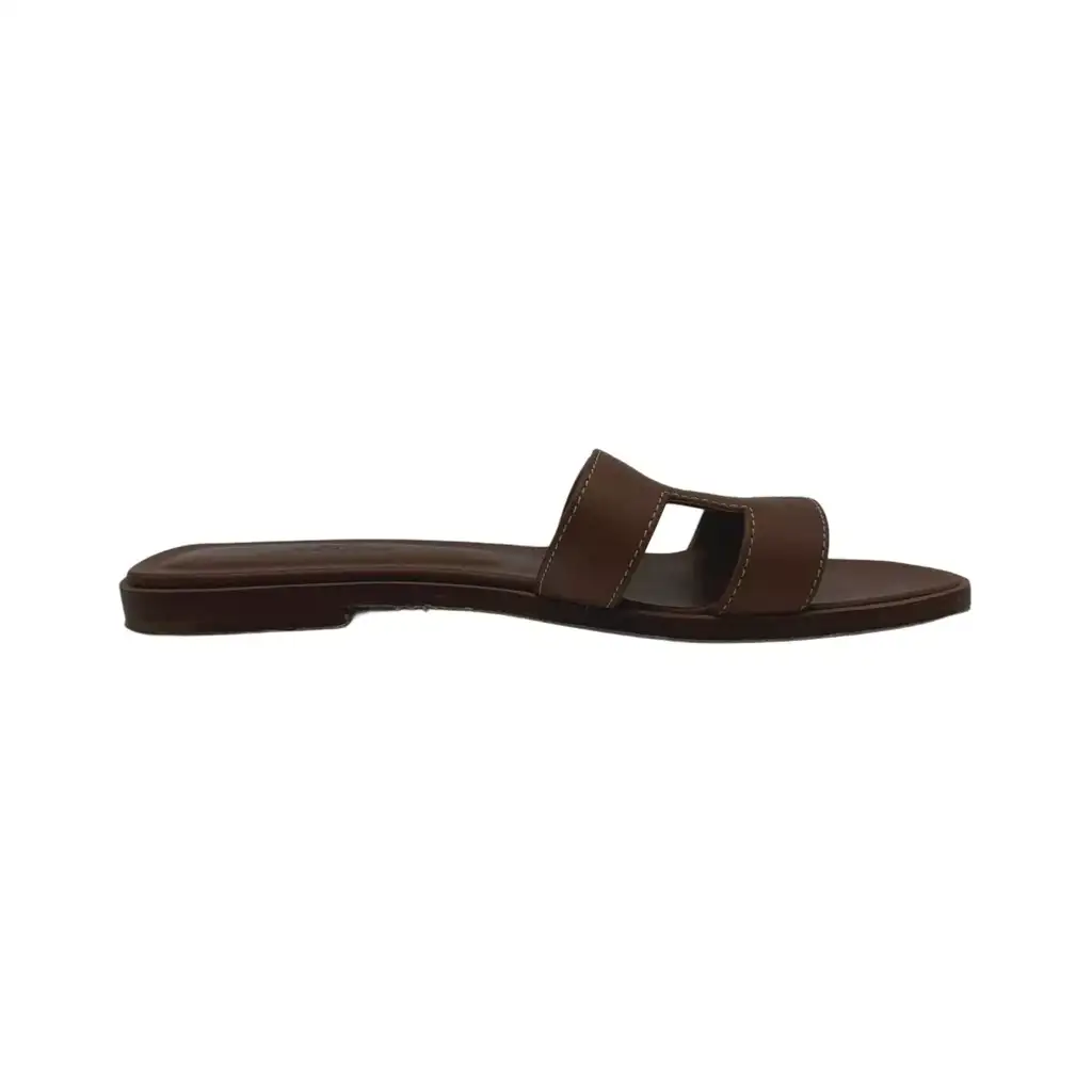 Hermès Femme Oran V Sandals Brown Leather Good condition - Back View