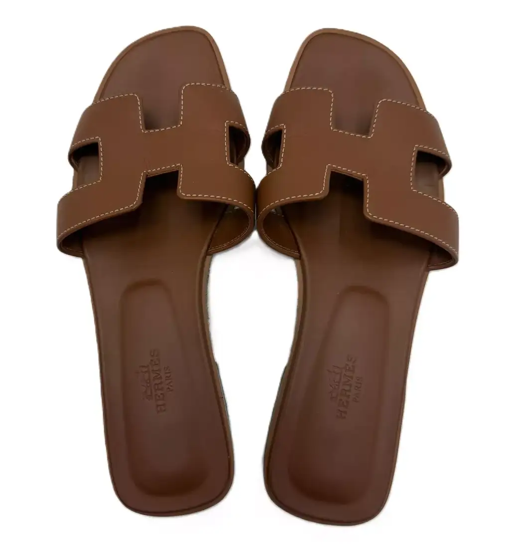 Hermès Femme Oran V Sandals Brown Leather Good condition - Box View