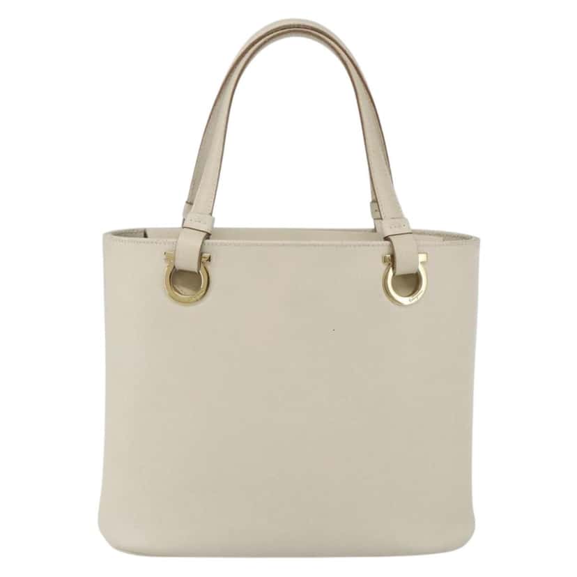 Salvatore Ferragamo Gancini handbag White Leather Good condition - Front View