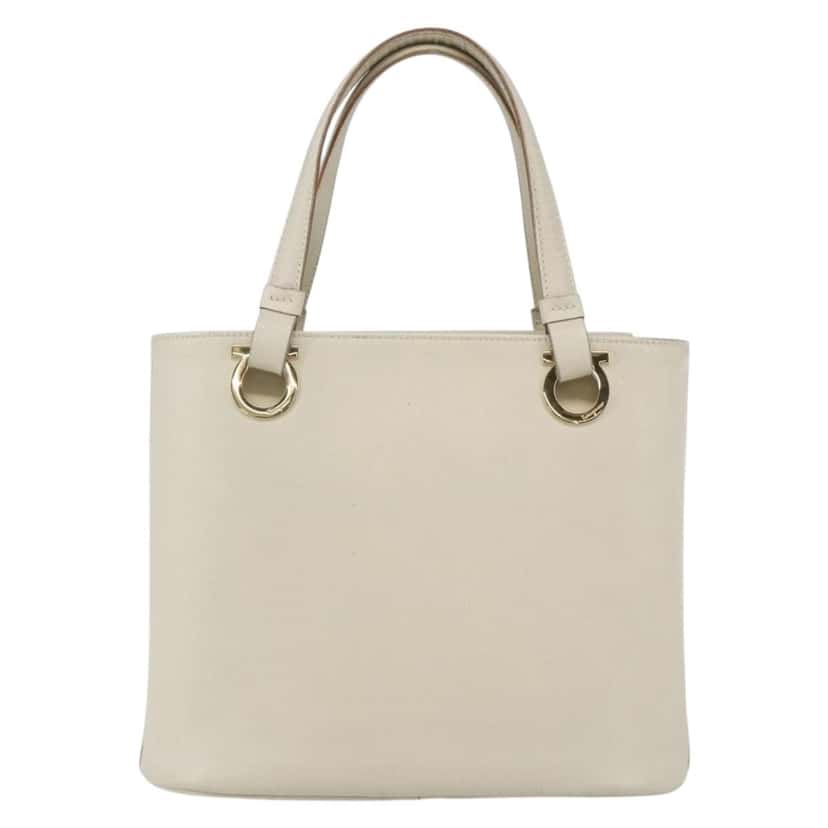 Salvatore Ferragamo Gancini handbag White Leather Good condition - Back View