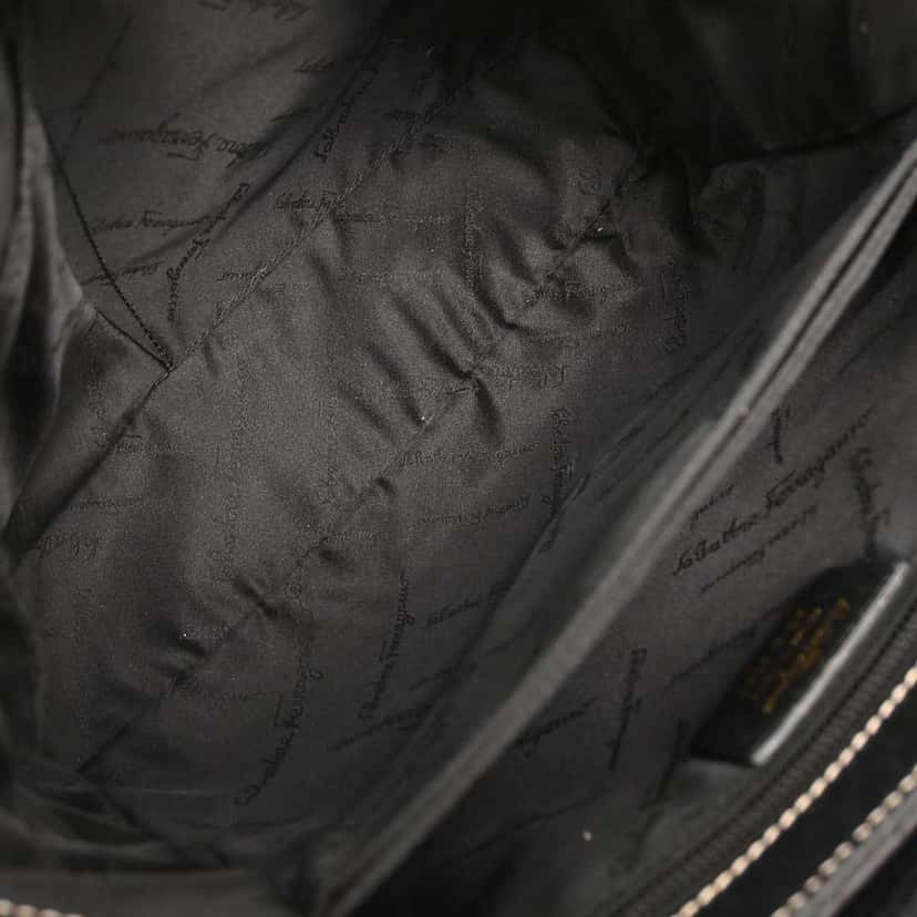 Salvatore Ferragamo Gancini handbag Black Leather Good condition - Inside View