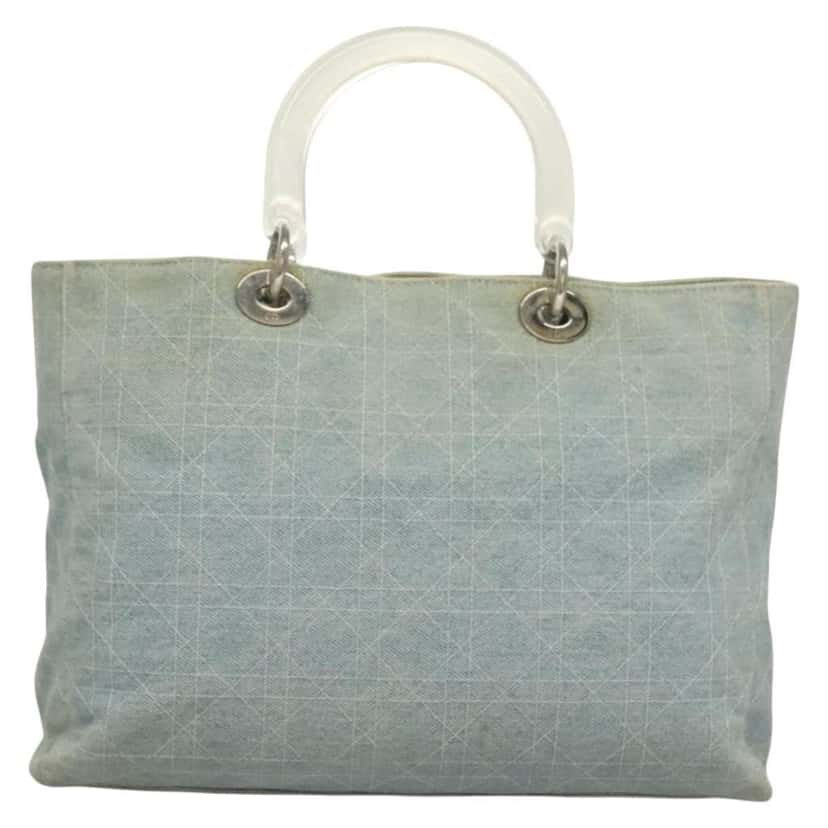 Christian Dior Vintage Lady Dior Bag Blue Canvas Good condition - Back View